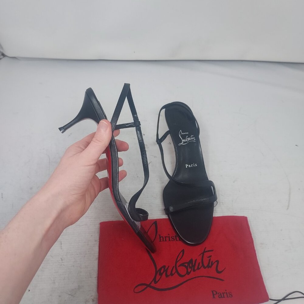 Christian Louboutin Black Red Sole Strappy Sandals